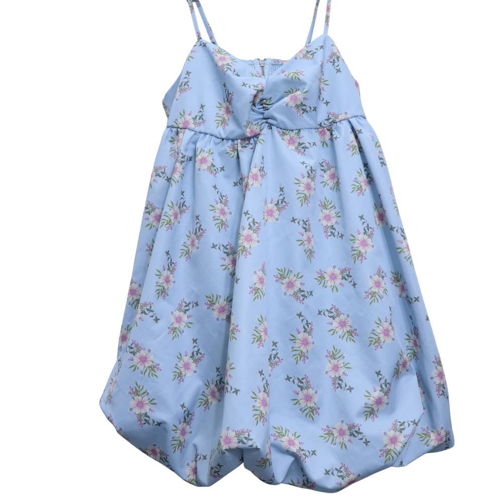 Free People Bluebell Floral Bubble Mini Dress Womens Strappy Smocked Back Small